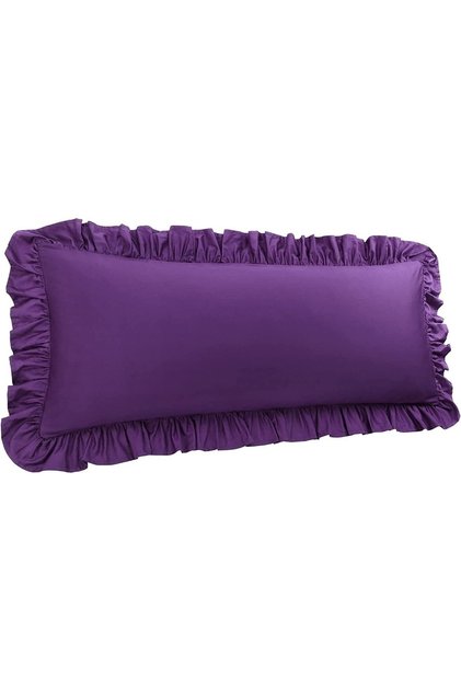 Skin Friendly Soft 100% Cotton Frilly Long Pillow Case 50X135 cm Purple Maternity Decorative Case
