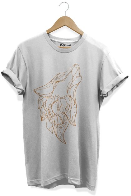 Wolf's Gaze Printed 100% Cotton Premium White T-Shirt