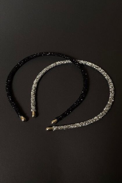 Black and Silver Color Crystal Women's Crown Set, 2-Piece Sparkling Crown Set Suitable for Daily Use