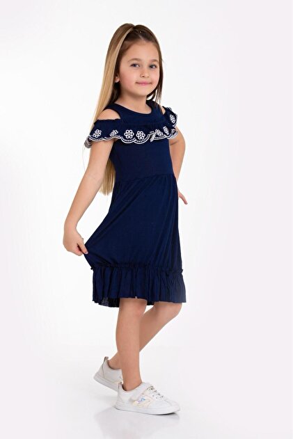 Cici kz Baby Junior Girl's Daisy Embroidered Holiday Summer Dress- Trendyol
