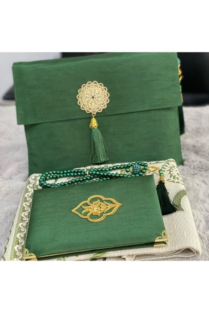 Prayer Rug Set with Bag Gift Green