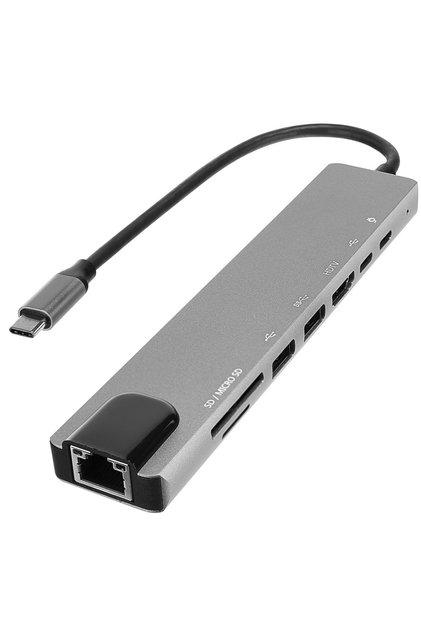 HY-USBC82 Gri Metal 100Mbps PD, TypeC Data, SD/TF Kart Okuyucu Type C Adaptör