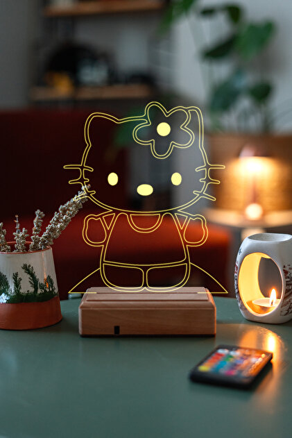 Modiwa Design Hello Kitty Hediyelik 16 Renk Kumandalı Gece Lambası