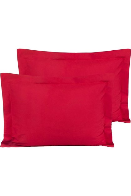 Soft Textured Skin Friendly 100% Cotton Red Flounce Edge Pillow Case 50X70Cm 2 Pieces Decorative