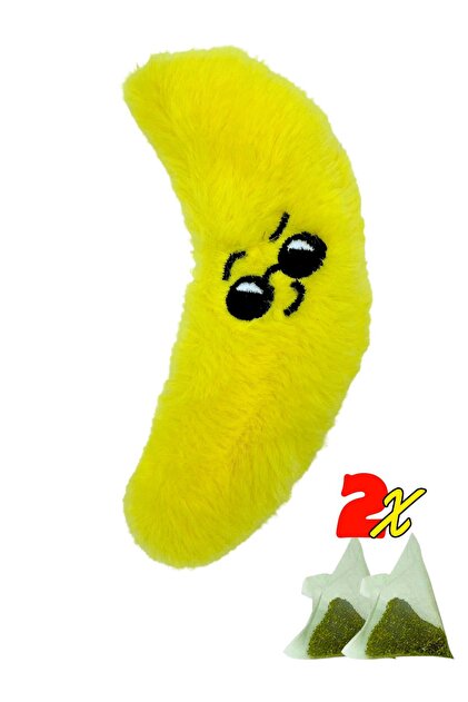 Banana Shaped Catnip Plush Cat Toy with Pocket 2 Pieces Catnip Pack Included - Cat Toy with Catnip