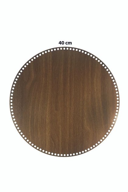 ( 2 Adet) Ahşap 3 Mm Mdf Sepet Tepsi Tabanı ( 40 Cm ) Yuvarlak Ceviz Tek Yüz