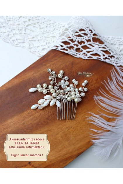 Pearl and Crystal Stone Hair Accessory. Scalloped Bridal Crown