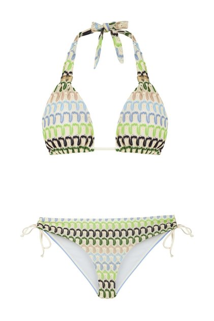 Long Triangle Colorful Knitted Bikini Set