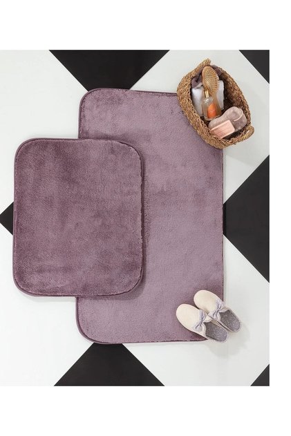 M&G Madame Coco Carol Bath Mat Plum Large Size: 60X100 cm Small Size: 50X60 cm