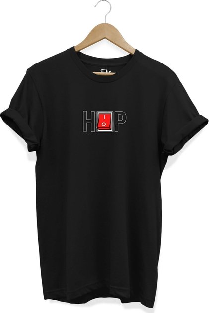 Black Unisex Hiphop Printed Short Sleeve T-shirt