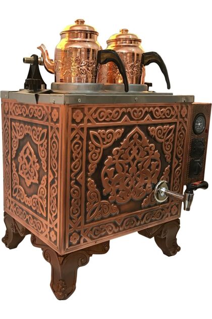 KUTLU ŞEHZADE 2 DEMLİKLİ BAKIR ÇAY KAZANI (ELEKTRİKLİ)