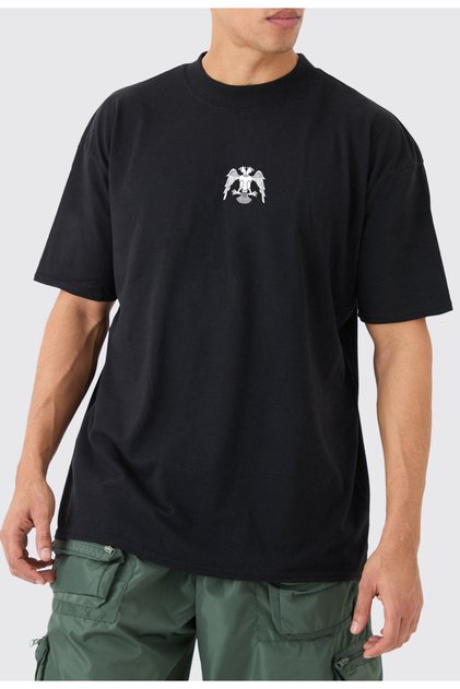Vek Double Headed Eagle Front Printed Oversize T-Shirt 100% Cotton
