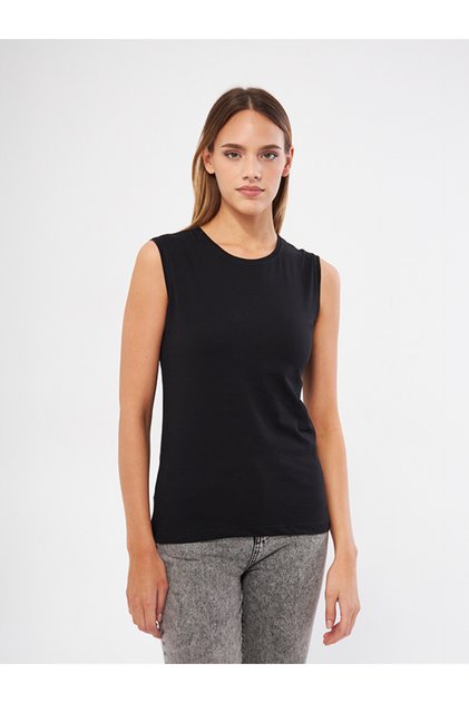 Crew Neck Zero Sleeve Combed Cotton Bodysuit