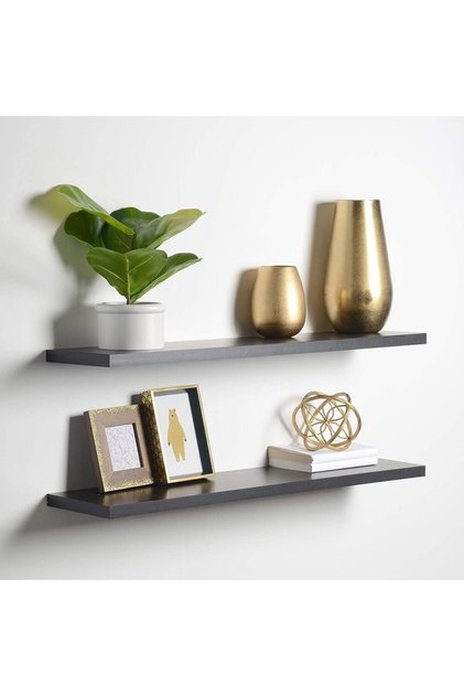 2-Pcs Floating Wall Shelves 80×15 cm Black