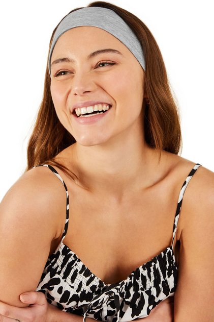 Cotton Stretchy Bandana Running Trekking Gym Fitness Yoga Pilates Athlete Sports Hair Band Gray Melange