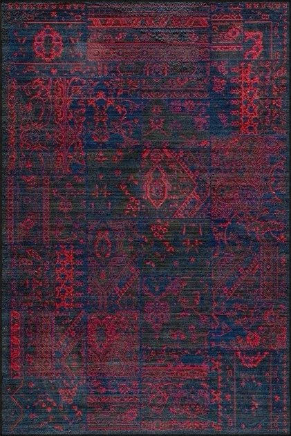 Traditional Themed Patterned Woven Base Rug and Washable Rug Aloha184