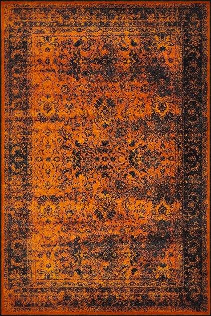Orange Pastelli Themed Patterned Woven Base Carpet and Washable Carpet Aloha197