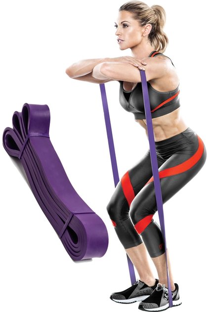 Bandă de rezistență pentru fitness, 32 mm, violet, banda de rezistență, cea mai tare rezistență, cauciuc, Pilates, latex, aerobic, squat