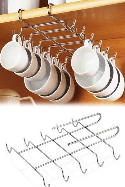 10-Hook Cup Mug Tumbler Hanger Cup Holder Rack Organizer