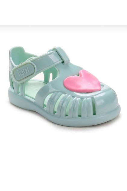 Kids Tobby Gloss Love Velcro Sandals-Mint
