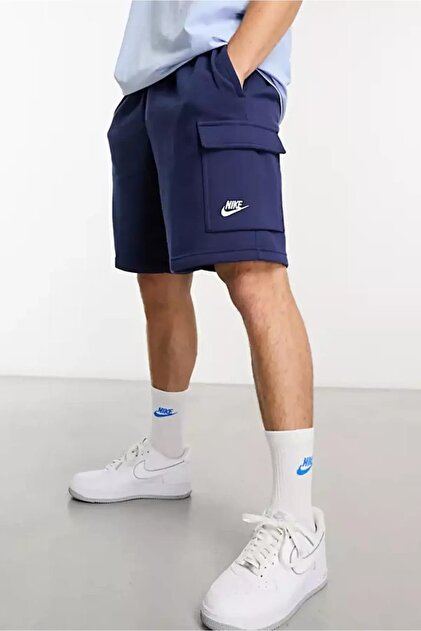 navy blue nike fleece shorts