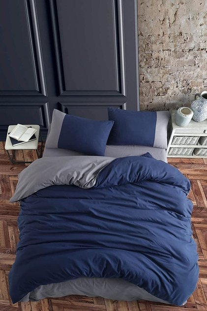 Duvet Cover Set Double 160X200 cm 100% Organic Cotton Fitted Sheet Soft Double Sided
