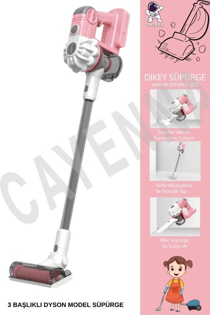 Oyuncak Pilli Çekme Ve Süpürme Özellikli Dikey Süpürge 78 Cm Gerçekçi