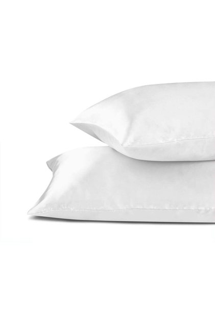 White Silk Satin Pillowcases, Set of 2, 50X70 Cm, Anti-Sweat, Odorless, Suitable for Curly Hair, Skin-Friendly