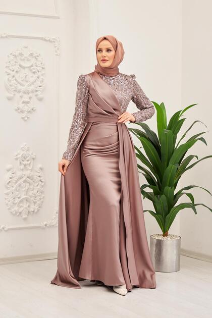 فستان سهرة سيراب - نحاسي