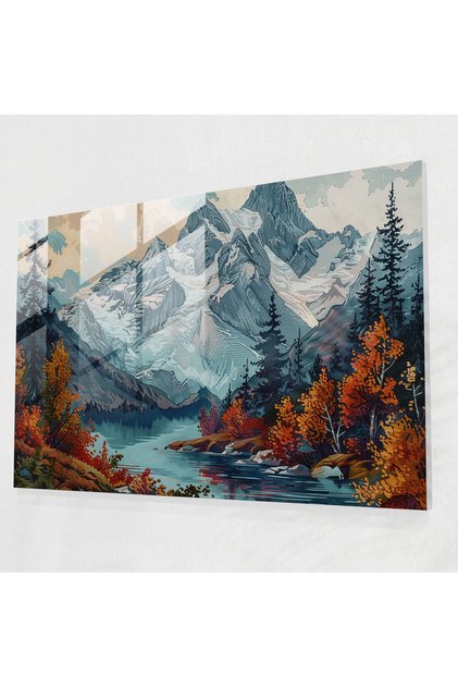 Pointillism Mountain Glass Wall Art,Pointillism,Glass Art,Wall Decoration
