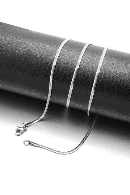 Yassı Snake Yılan Model Zincir Paslanmaz Erkek Çelik Kolye 2mm