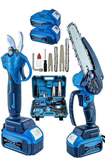 DOZZER 2li Set 256 Vf 2x Akülü Çelik Şanzuman 2 Pala Zincir Şarjlı