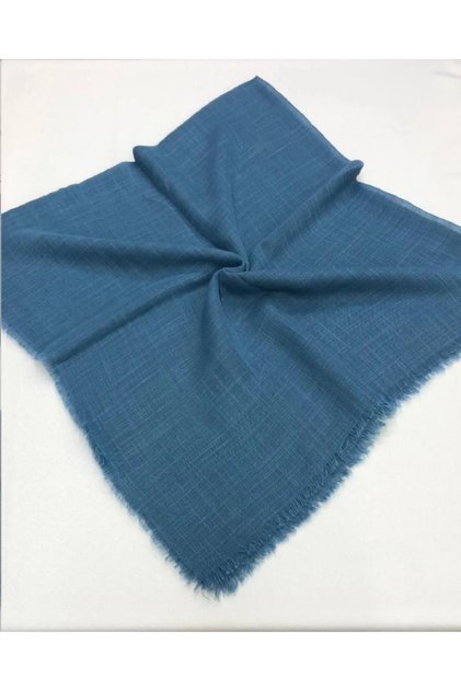 Flamed Cotton Scarf, Plain Flamed Scarf, Cotton Flamed Scarf in Blue