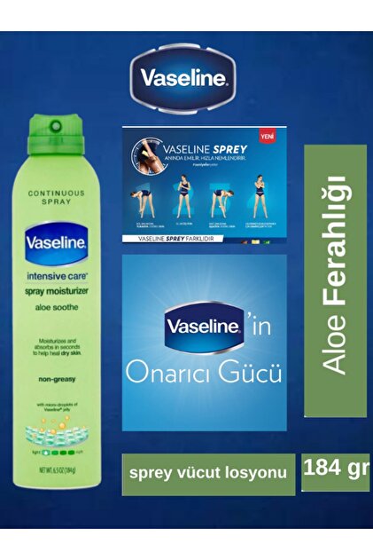 Vaseline Sprey Krem Aloe Ferahl Sprey Krem Vcut Losyonu Nemlendirici  Etkili 181 GR(iTHAL) - Fiyat, Yorumlar