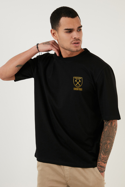 Unisex Siyah Tişört West Ham Utd Futbol Takımı Minimal Gold West Ham Tasarım Baskılı Oversize Tişört