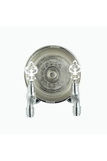 Hamam Stone Double Bubbler Chrome Silver Brass Decorative Kurna Hamam Ottoman Faucet (2 Faucets 1 Hamam Stone)
