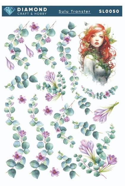 Diamond Water Transfer Paper Sl0050 25X35Cm - Floral Woman