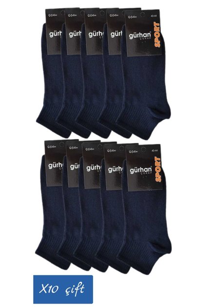 10 Pairs Men's Cotton Sports Booties Socks Navy Blue Color