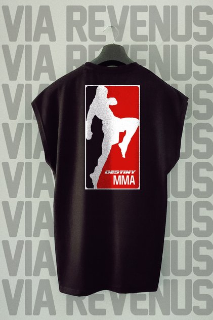 Mma Back Printed Zero Sleeve Black Sports Tshirt