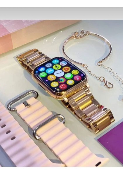 G9 Mini Rose Gold Bileklik Hediyeli Amoled Ekran 41mm Kadın Akıllı Saat 2024