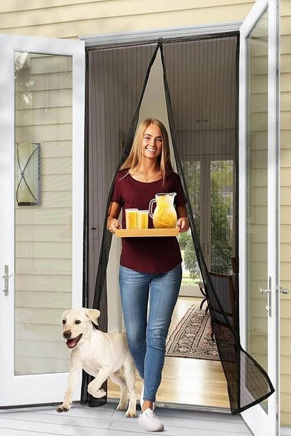 Mıknatıslı Siyah Kapı Sinekliği 105 x 205 Haşere Önleyici Balkon Dış Kapı Tül Perde Sineklik