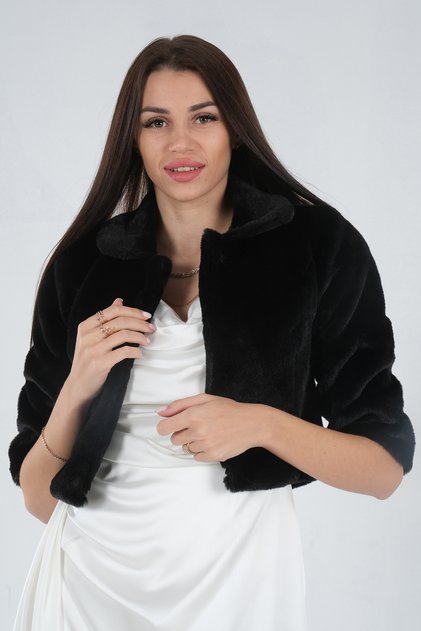 Bebe Yaka Peluş Bolero Siyah 0105134