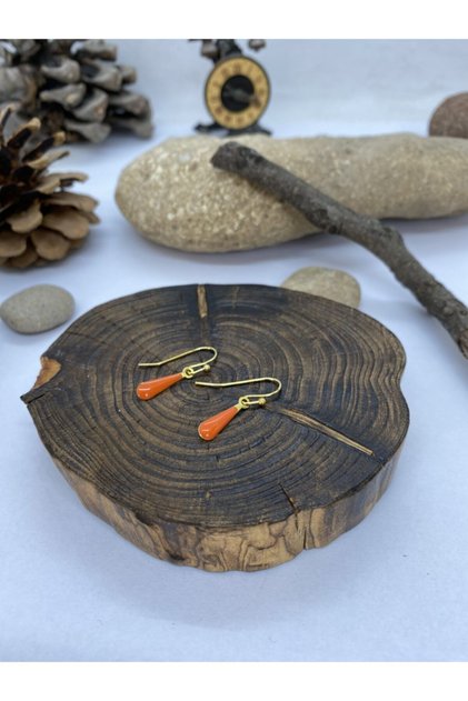 Handmade Ethnic Authentic Hippie Bohemian Orange Enamel Earrings