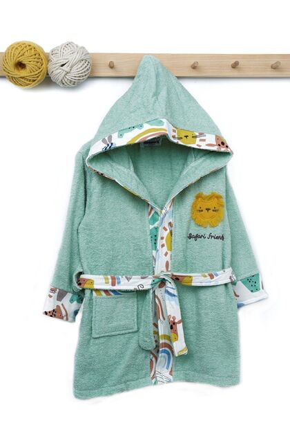 Boy's Hooded Bathrobe Patterned Long Sleeve 1-4 Years