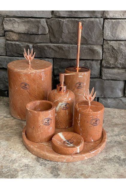 Rose Pink Marble 7-Piece Bathroom Set Special Series New Marble