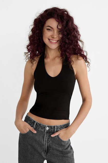Kadın 3'lü Halter Yaka Crop Top Body - Siyah Beyaz Lacivert 3
