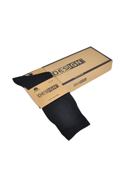 Men's Black 100% Cotton Socks (6 Pairs) in Special Kraft Box - Patterned Socks