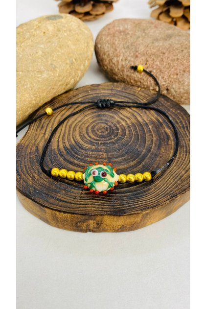 Handmade Glass Frog Figured Women's Bracelet