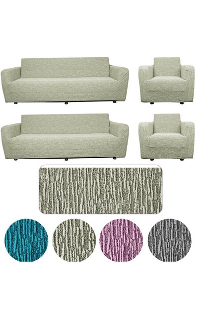 Stretch Elastic Flexible Washable Cotton Jacquard Plain Pattern 3 3 1 1 Sofa Cover Set