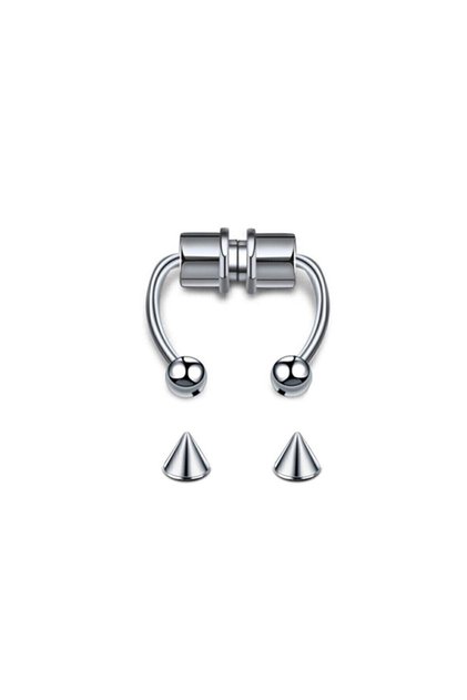 Mıknatıslı Fake Gri Septum Piercing Paslanmaz Çelik Top Ve Sivri Uç Birarada